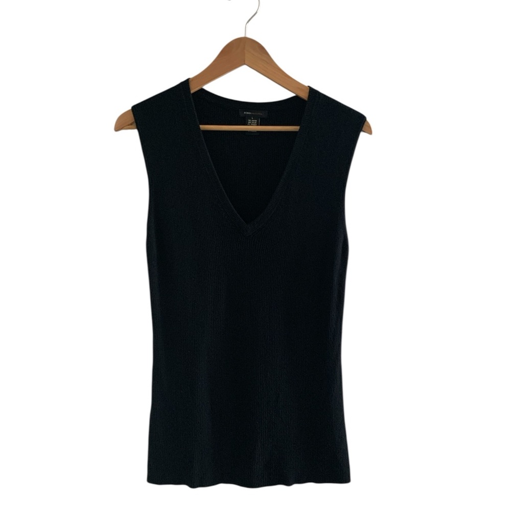 BCBGMaxAzria Black Knit Fitted Sleeveless Tank Top